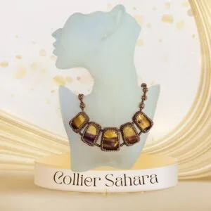 💎 Collier tissé - Éclat du Sahara en Mokaite