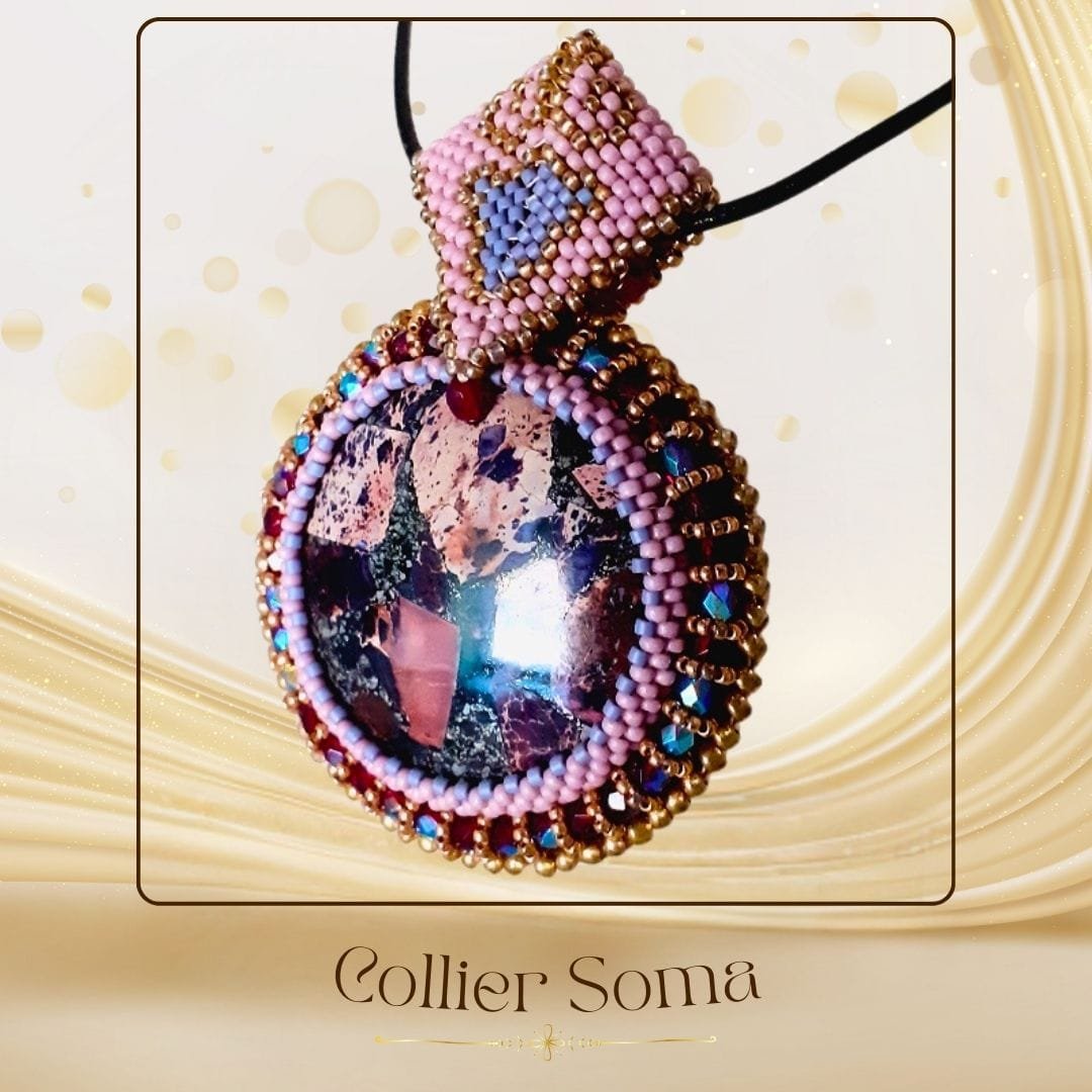 BIJ14COL002 - Élégance unique - Collier brodé en jaspe coloré (2)