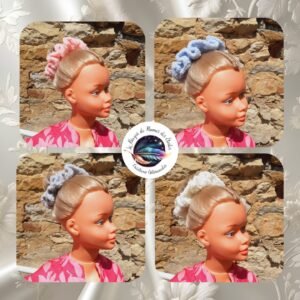 Chouchou au crochet - Chantilly faits main, doux, résistants, colorés et pratiques, pour un confort et un style parfaits.