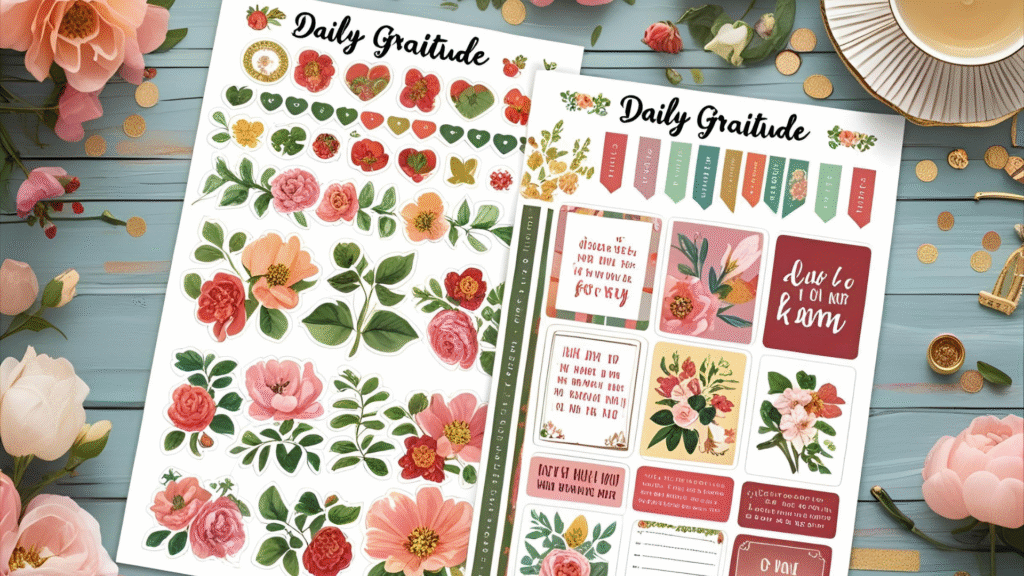 🎁 Ressources Gratuites Kits à imprimer, planches d’autocollants, gratitude quotidienne...Des petits trésors doux à télécharger librement.