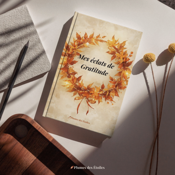 Couverture du mini bloc-notes Mes éclats de gratitude – design automnal et doré