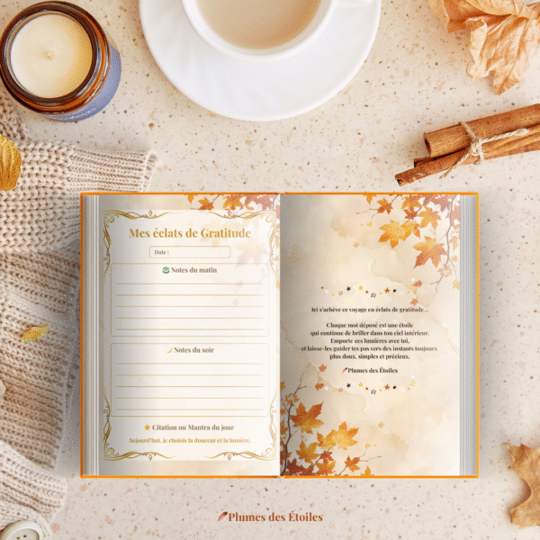Pages intérieures bloc-notes digital avec lignes – papeterie automne à imprimer
