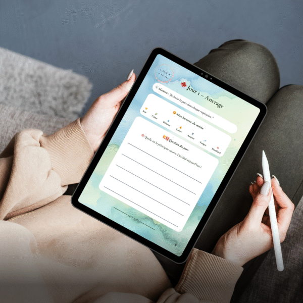 Pages intérieures du Mini Journal d’Anxiété Automne – Mantra et question du jour