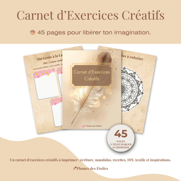 Carnet d’exercices créatifs à imprimer – Mandalas, écriture et DIY