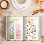 Journal-Gratitude-Abondance-Goodies Planche de stickers, cartes d’affirmations et marque-pages inclus pour accompagner le journal et personnaliser son expérience