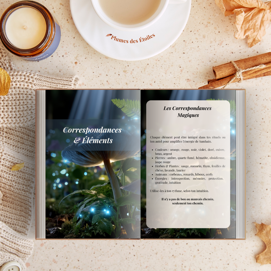 Guide-Samhain-Rituels-Automne_correspondances-elements Plonge au cĆur de Samhain et de la magie dâautomne đđŻïž Un guide poĂ©tique et spirituel pour honorer tes ancĂȘtres, te libĂ©rer du passĂ©, poser tes intentions et tâancrer dans la saison du repos. Rituels, pages introspectives, recettes, playlist, pratique intuitive â un cocon sacrĂ© pour cĂ©lĂ©brer la transition entre les mondes. đâš